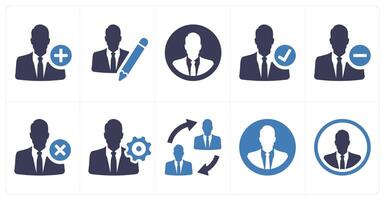 A set of 10 mix icons as add account, writer, businessman vector