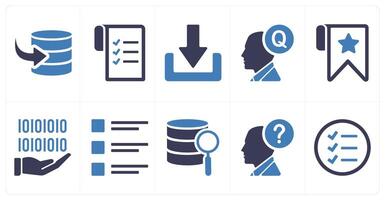 A set of 10 mix icons as received data, data, download, question vector
