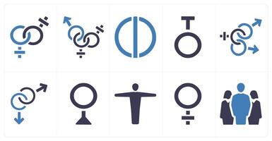 A set of 10 gender icons as Symbol, pride, bisexual vector