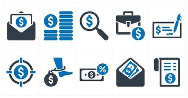 A set of 10 finance and money icons as banking, growth, search investment vector