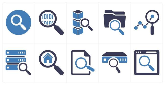 A set of 10 mix icons as search, programming, search drive vector