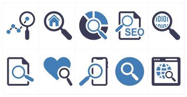 A set of 10 mix icons as analytics, home search, data search vector
