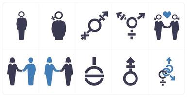 A set of 10 gender icons as Symbol, pride, bisexual vector