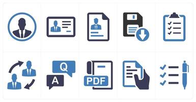 A set of 10 mix icons as businessman, id card, resume vector
