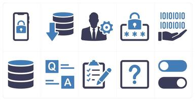 A set of 10 mix icons as mobile security, download server, management settings vector