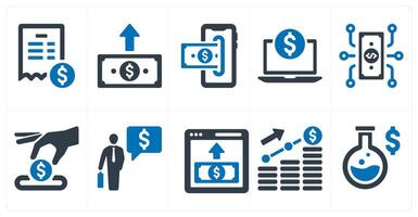 A set of 10 finance and money icons as bill, send money, insert money vector
