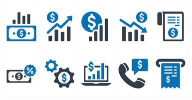 A set of 10 finance and money icons as sales, sales analytics, growth analysi vector