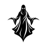 A black and white silhouette of a ghost vector