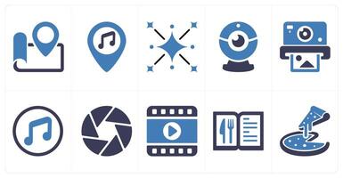 A set of 10 mix icons as location, bar location, blast vector