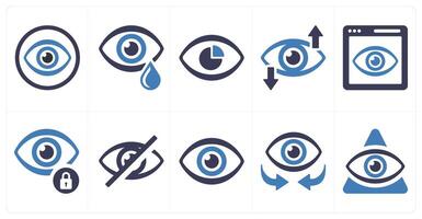 A set of 10 mix icons as vision, tears, performance vision vector