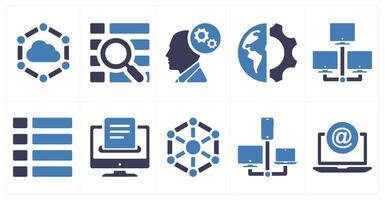 A set of 10 mix icons as cloud connection, search menu, optimization vector