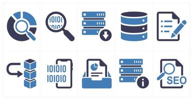 A set of 10 mix icons as data search, programming, download drive data vector