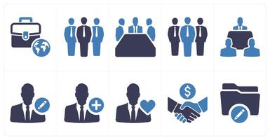 A set of 10 mix icons as global business, team, meeting vector