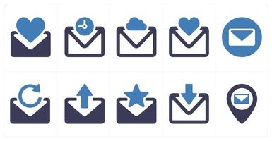 A set of 10 mix icons as favorite message, mail, message location vector