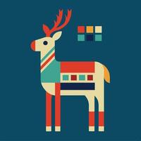 A colorful reindeer with a colorful pattern vector