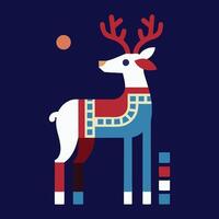 A reindeer with a blue and red coat vector