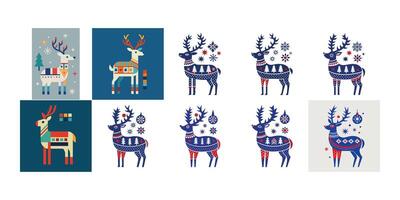 A set of four different reindeer designs vector
