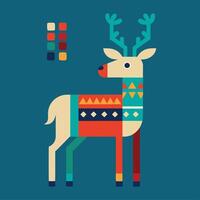 A colorful reindeer with a patterned design vector