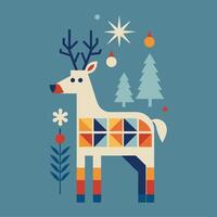 A colorful reindeer with geometric patterns on it vector