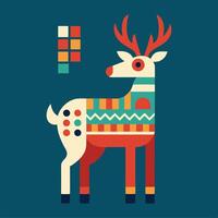 A colorful deer with a patterned coat vector