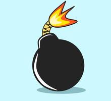 A cartoon bomb with a burning fuse vector