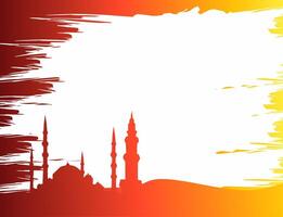 mosque frame red background vector