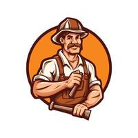 Modern cartoon character of carpenter isolated vector