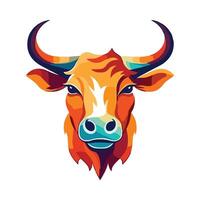 Detailed Cattle Head Illustration with Bold Lines and Realistic Texture vector