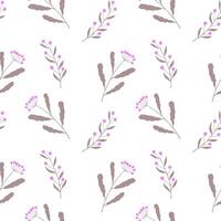 Flower doodle pattern, hand drawn twigs pastel color on white background. vector
