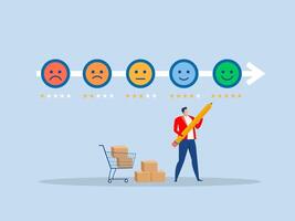 Customer feedback,businessman make rating gauge to be excellent to Performance rating or customer feedback, credit score or satisfaction measurement, quality control or improvement concept, vector