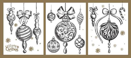 Christmas ball set. Hand drawn illustration. vector
