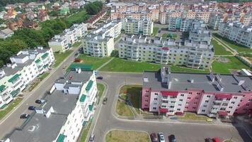 new high-rise buildings build on modern construction technologies. Infrastructure of new part of the city in aerial view video