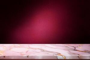 Marble table with red background and gold accents photo