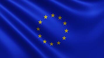 European Union Flag Animation in the wind, Background Loop, High quality 4k video