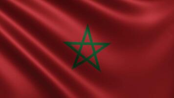 The Moroccan flag flutters close-up in the wind, a of the national flag of video