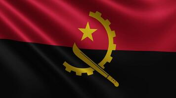 Angolan flag fluttering in the wind close-up, the national flag of Angola is video