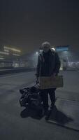 In a dark and lonely nighttime environment, an elderly man desperately seeks help and support video