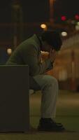 A contemplative night moment in an urban setting filled with thoughts and peaceful vibes video