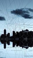A captivating urban landscape full of elements representing data visualization techniques video