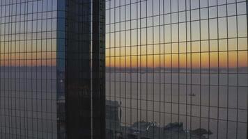 Drone view of a modern skyscraper located in the center of Vladivostok video