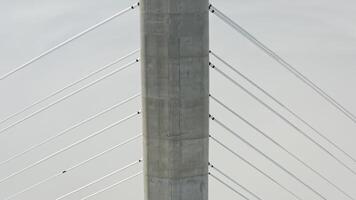 Aerial view of the top of the pylons of the Russian bridge video