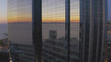 Drone view of a modern skyscraper located in the center of Vladivostok video