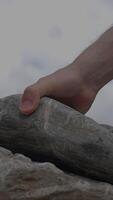A Serene and Beautiful Nature Scene that Features a Rocky Foreground with a Misty Background video