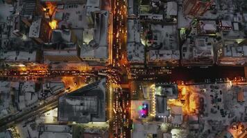Aerial view of the city center in the evening. video