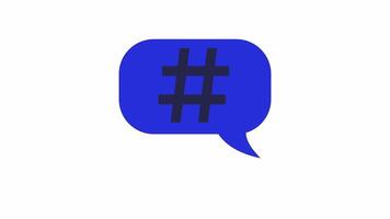 Hashtag in digital marketing 2D animation. Online blogging viral message 4K motion graphic. Adding hash symbol to social media post animated hand cartoon flat concept, white background video