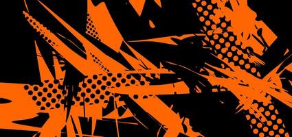 Abstract orange and black polka dot design with sharp angles and points on a black background. vector