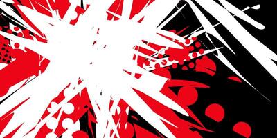Abstract background with red, white and black colors in a chaotic and dynamic style. vector