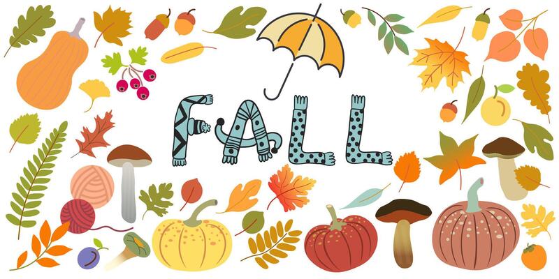 horizontal fall frame banner with umbrella