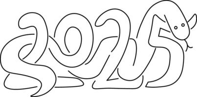 new year number 2025 with snake vector