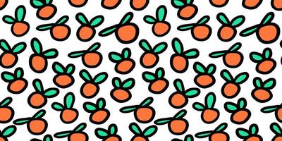 sample seamless pattern with mandarins in doodle style vector